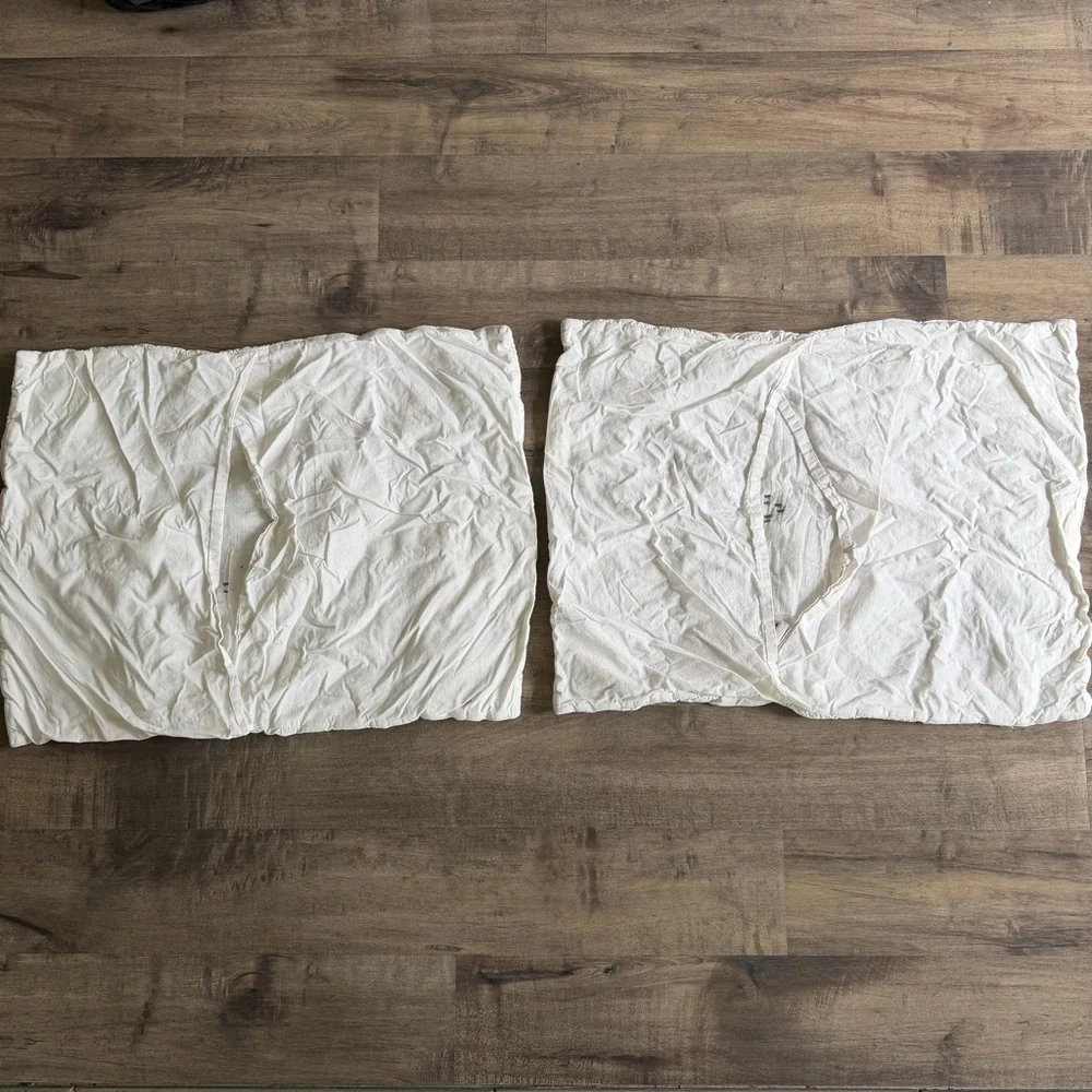 West Elm 100% Organic Cotton White Patterned Quilted Pillow Shams